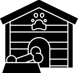 Pet House Icon In B&W Color.