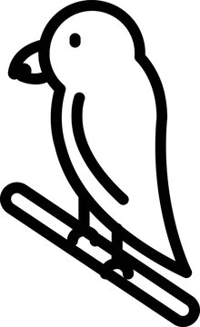 recommend clip art: Line art Parrot sitting on branch icon in flat style.