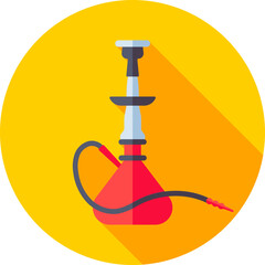 Red and Gray Hookah icon on yellow circle background.