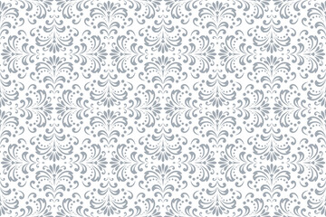 Flower geometric pattern. Seamless vector background. White and gray ornament. Ornament for fabric, wallpaper, packaging. Decorative print.
