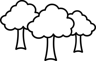 Black Line Art Illustration of Trees Icon.