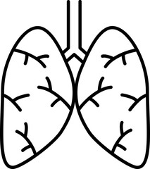 Illustration of Lungs Icon in Black Thin Line Art.