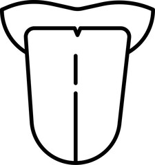 Black Outline Tounge Icon on White Background.