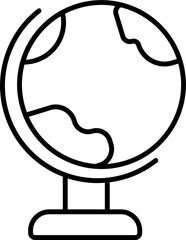 Earth globe stand icon in black outline.