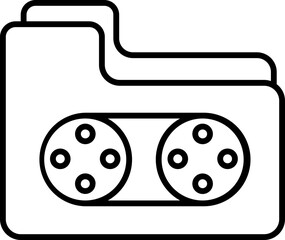 Movie folder icon in black line art.