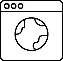 Flat style Web browser icon in line art.