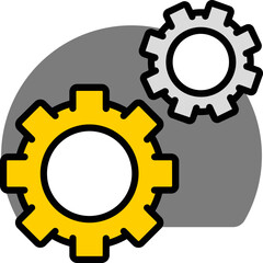 Setting or Cogwheel icon in yellow and gray color.