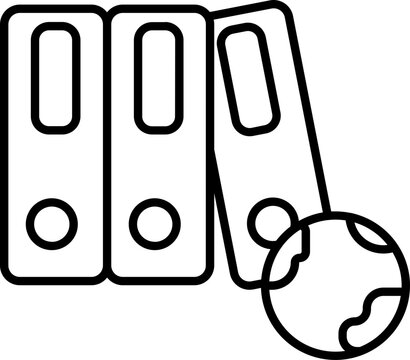 recommend clip art: Earth globe with Books icon in thin line art.