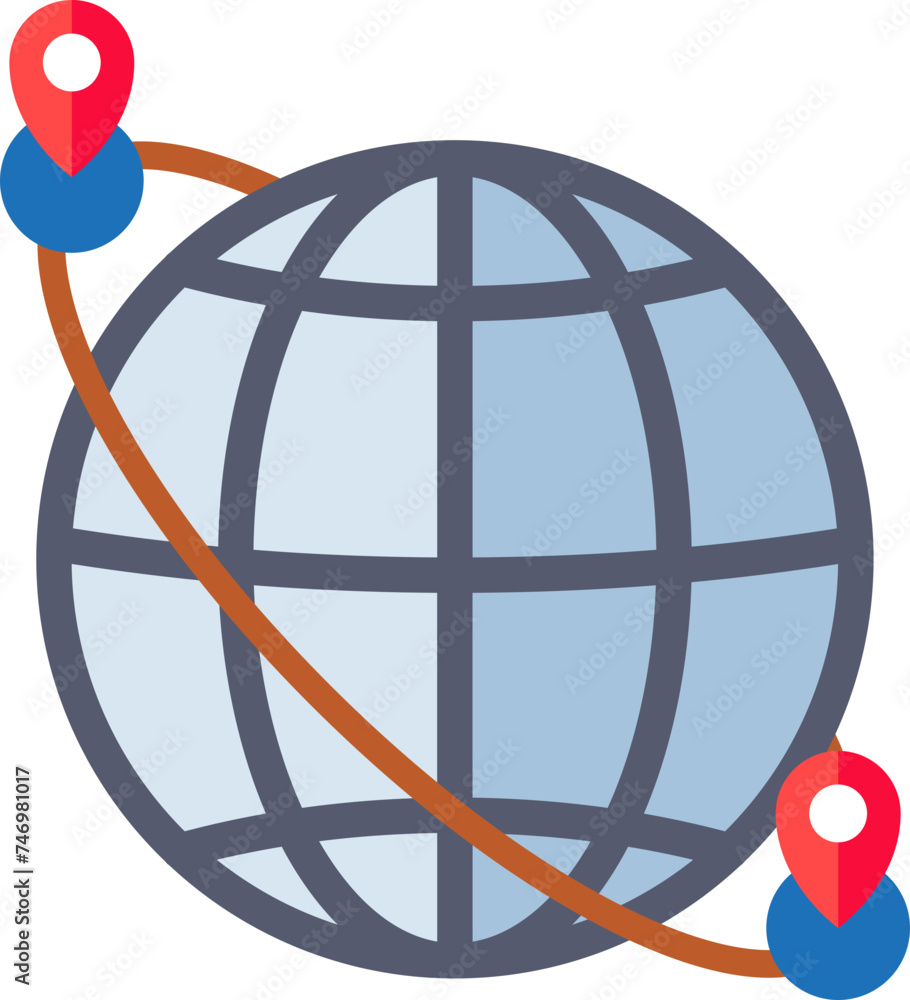 Poster global location search point icon in flat style.