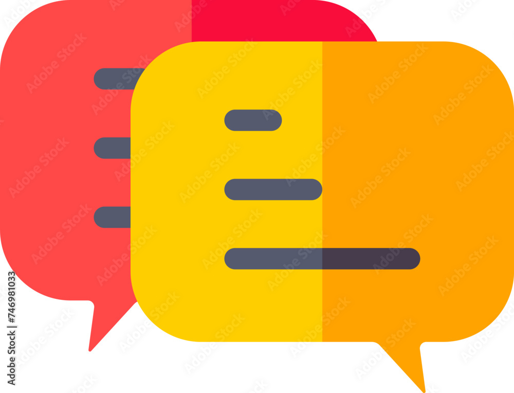 Poster speech bubble or comments icon in yellow and red color.