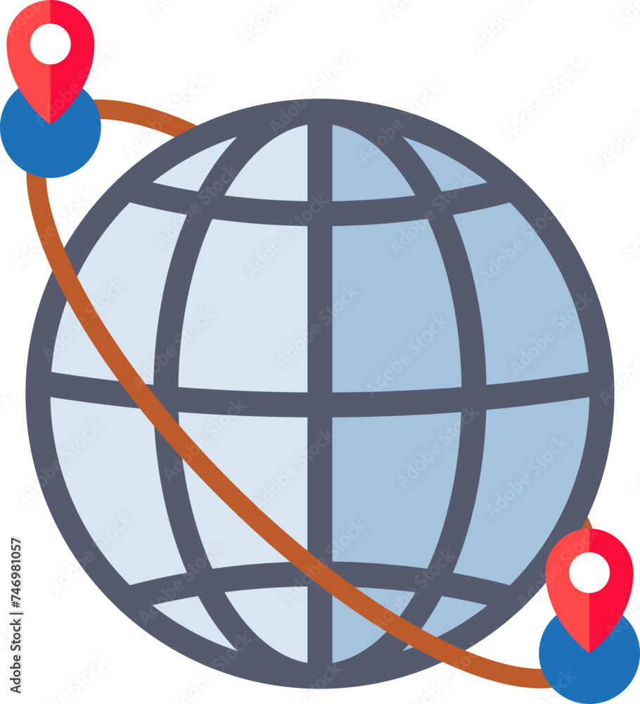 Poster global location search point icon in flat style.