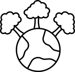 Earth With Tree Icon In Flat Style. © Abdul Qaiyoom