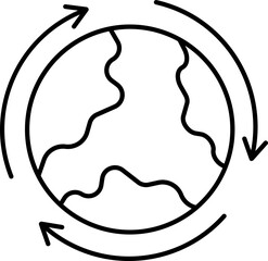 Recycle Globe Icon In Thin line Art.