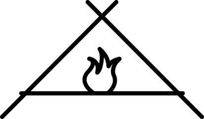 Flat style Campfire icon in line art.