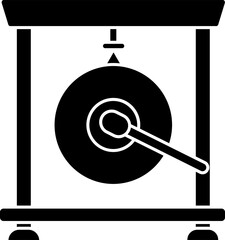 Vector Illustration Of Gong Instrument in Glyph Style.
