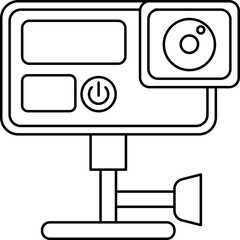 Action Camera Icon in Black Line Art.
