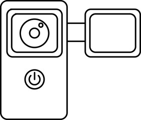 Line Art Illustration of Camcorder Icon in Flat Style.