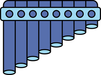 Illustration Of Panpipes Icon In Blue Color.