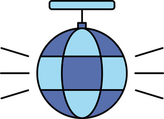 Vector Illustration Of Disco Ball In Blue Color.