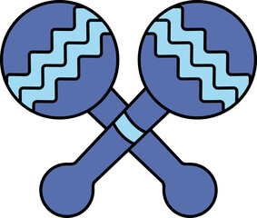 Maracas or Rumba Shaker Icon In Blue Color.