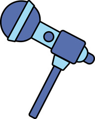 Flat Style Of Microphone Icon In Blue Color.