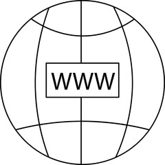 World Wide Web Icon In Black Thin Line Art.