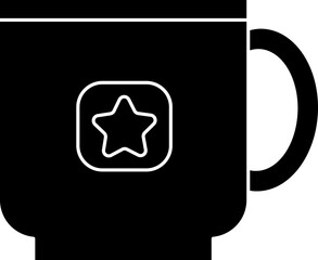 B&W Illustration of Cup Icon in Flat Style.