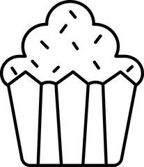 Dessert Muffin Icon in Black Outline.