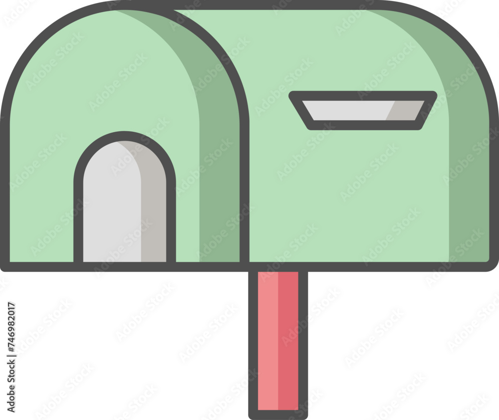 Canvas Prints Flat style Mailbox icon in red and green color.