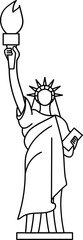 Statue Of Liberty Icon in Black Line Art.