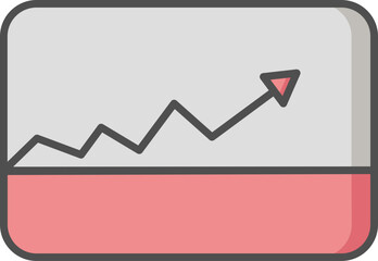 Analysis Statistics Arrow icon gray and red color.