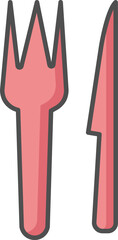 Fork spoon with Knife icon in red color.