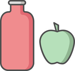 Apple with Bottle icon in green and red color.