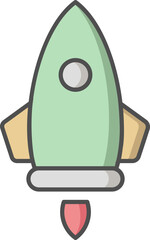 Illustration of Rocket icon in flat style.