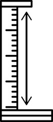 Height Measurement Scale Icon in Black Outline.