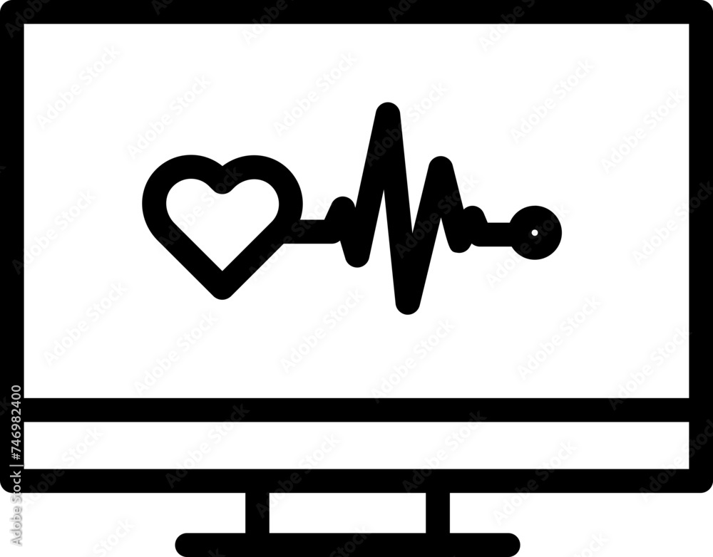 Wall mural Line art illustration of ECG monitor icon