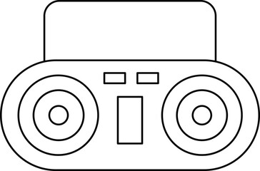 Tape Recorder Icon In Thin Line Art.