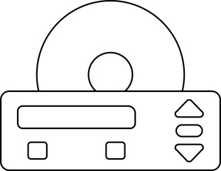 DVD Player Icon In Black Line Art.