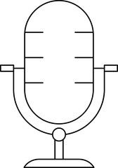Microphone Icon In Black Line Art.