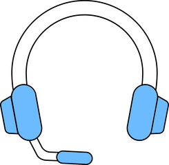 Headphone Icon In White And Blue Color.