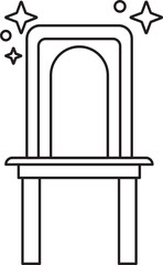 Chair Icon In Black Line Art.