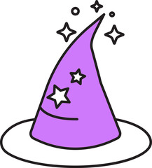 Wizard Hat Icon In Purple And White Color.
