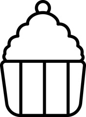 Line art cupcake icon in flat style.