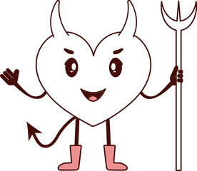 Illustration Of Heart Shape Devil Character Icon Or Symbol.