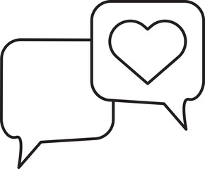 Love Chat Icon In Thin Line Art.