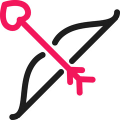 Heart Arrow with Bow Icon in Black and Pink Color