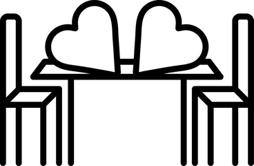 Flat style Romantic Table icon in black outline.