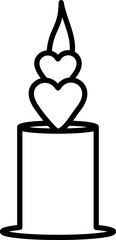 Black line art illustration of Love Candle Icon.