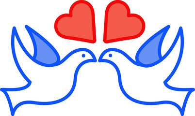 Naklejka premium Love Bird icon in blue and red color.
