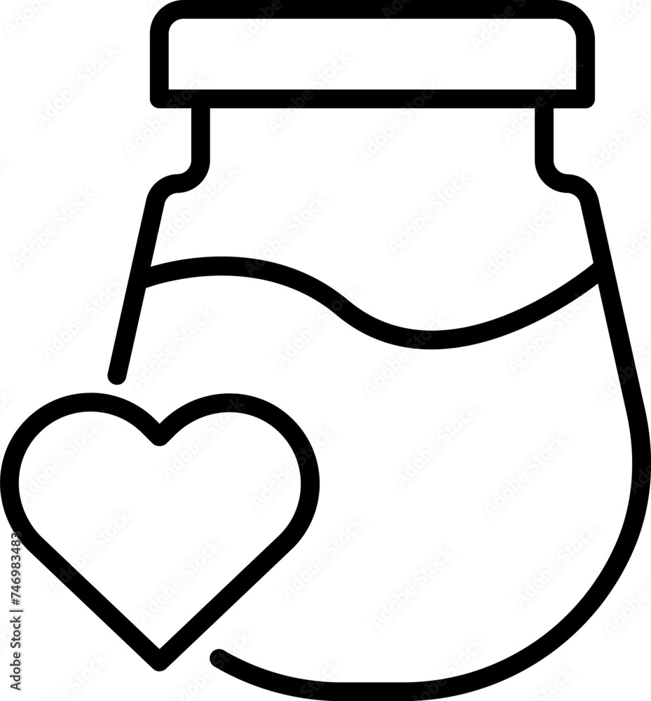 Wall mural Line art love potion icon in flat style.